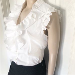 Ann Taylor whote ruffled sleeves white top